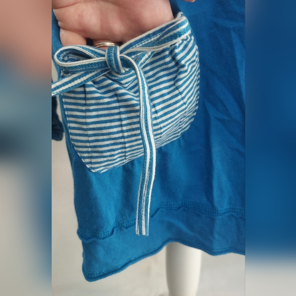 SUPERDRY Size 12 Vintage Thrift Hooded Dress M Blue Stripe Jersey Thumb Holes - Picture 3 of 11